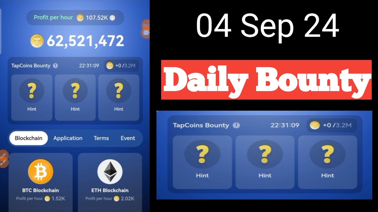 Tapcoin bounty | Tapcoin bounty 04 Sep | Tapcoin daily bounty 04 Sep | Tapcoin Today Combo 04 Sep