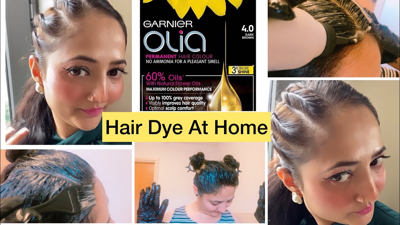 Hair Colour At Home| Garnier Olia Dark Brown  Hair Colour| Garnier Olia  Hair Dye| Dark Brown Hair - YouTube