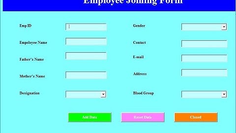 Excel-  Employee Joining Form Using Excel VBA