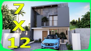 Casa de 7x12 DOS Plantas 3 RECAMARAS Fachadas de Casas Modernas