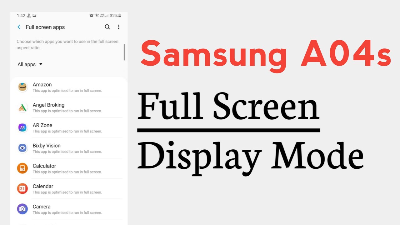 Samsung A04s How To Enable Full Screen Display Mode YouTube