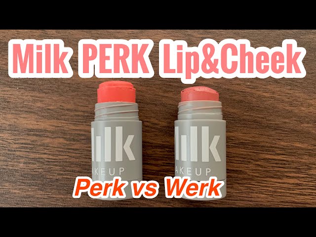Milk Makeup Lip & Cheek stick - PERK // Werk vs Perk Swatches on Medium/Brown Asian Skin class=