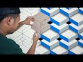 CAT TEMBOK 3D MOTIF SIMPLE || HOW TO STEP BY STEP BEAUTIFUL 3D WALL PAINTING FOR BEDROOM