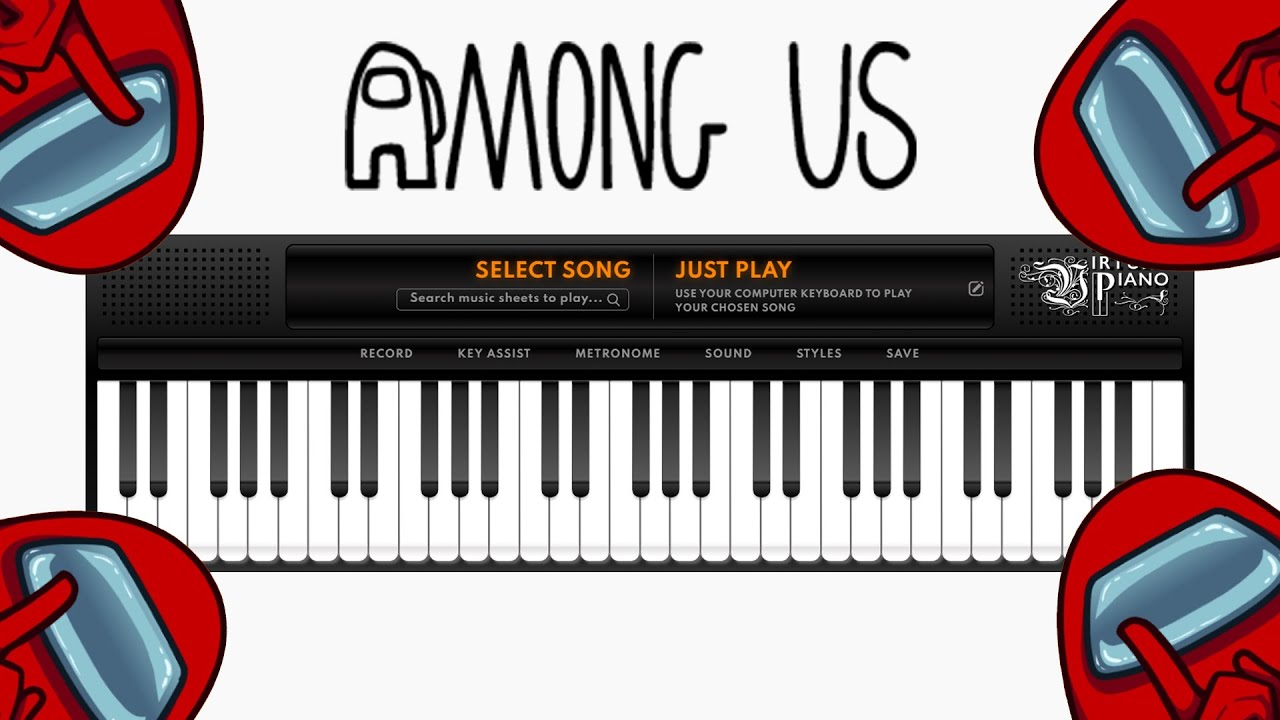Play Among Us Show Yourself On Virtual Piano Virtual Piano Sheets - roblox piano sheets anime songs