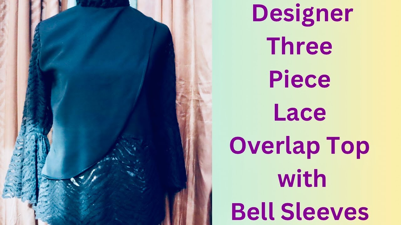 Designer Three Piece Overlap Pleated Collar Neck Top Cutting and