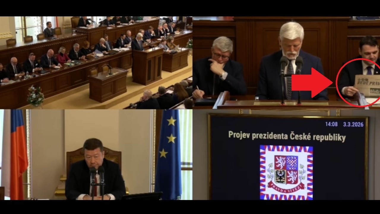 Petr Macinka si četl „Rudé právo“ během projevu Petra Pavla ve sněmovně.