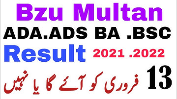 Bzu Multan ADA ADS BA Bsc Result 2022 2021