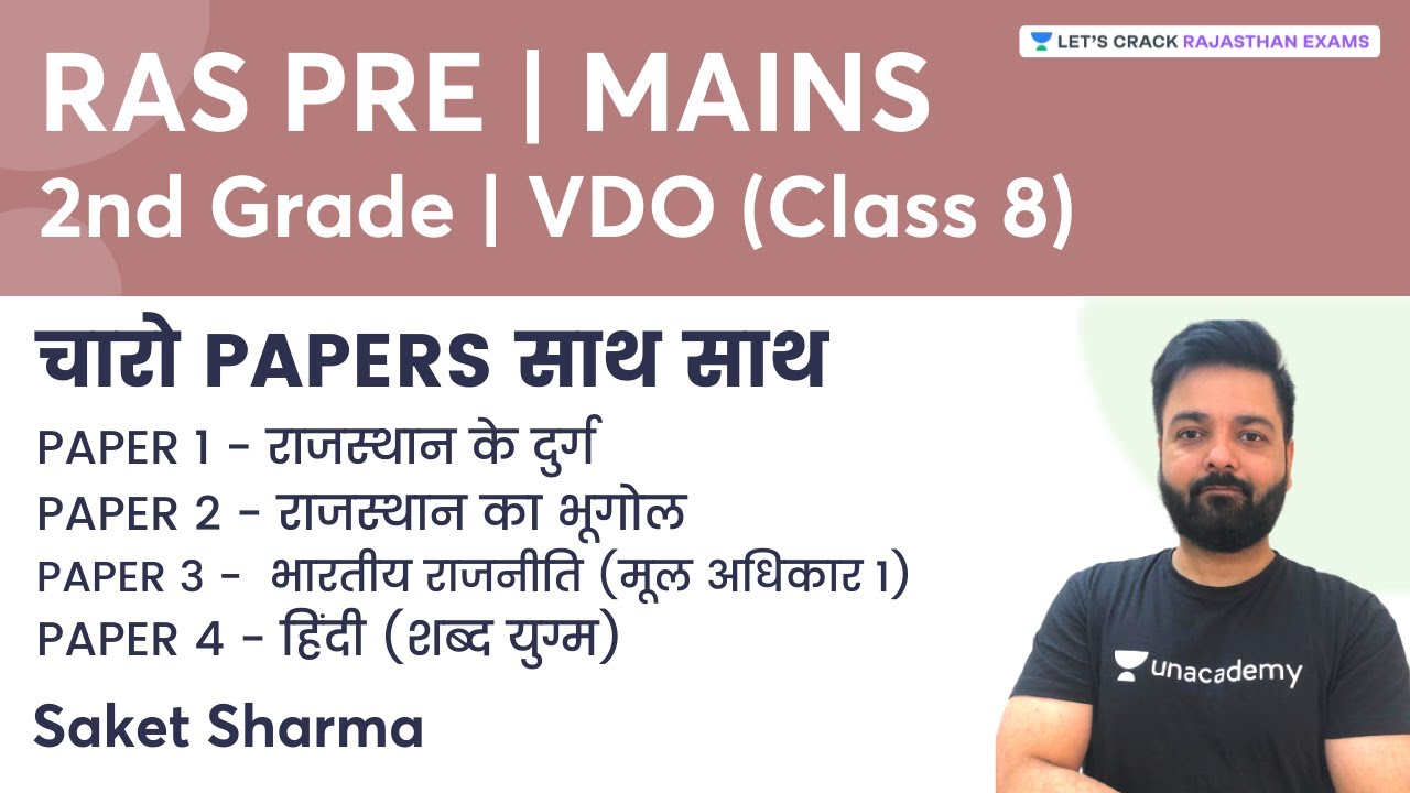 चारो PAPERS साथ साथ | Class 8 | RAS Pre + MAINS/2nd Grade/VDO | Strategy Session | By Saket Sharma