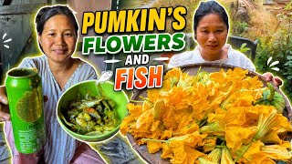 Cooking Pumpkin Flowers and Fish