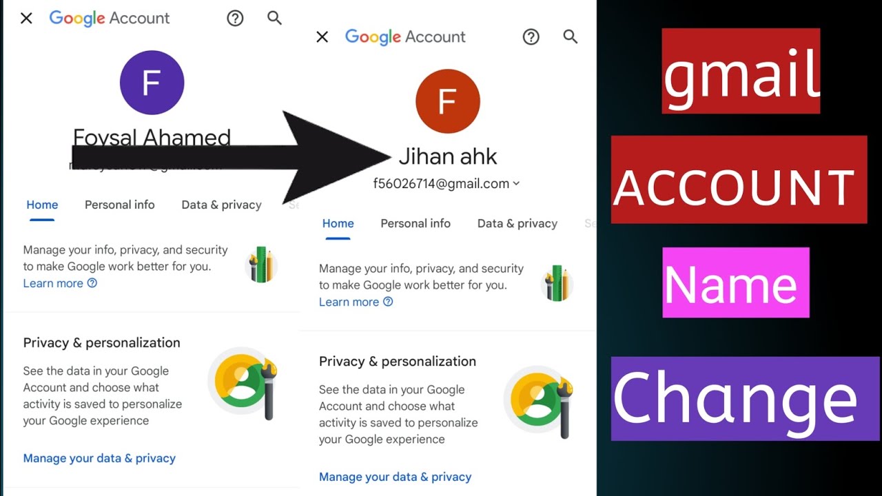 Gmail Account Name Change YouTube Gmail Account Name Change YouTube