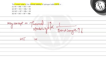 The correct order of the thermal stability of hydrogen halide \( (\...