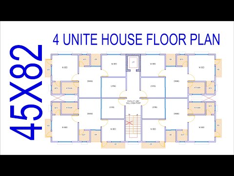 HOUSE PLAN DESIGN | EP 27 | 3700 SQUARE FEET FOUR-UNIT HOUSE PLAN | LAYOUT PLAN