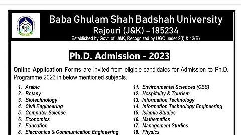 Admission to various Ph.D. courses in BGSB university Rajouri J&K.🤩 Explanation In the video. #share