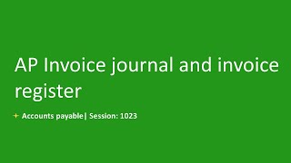 [Arabic] 1023 - AP Invoice journal and invoice register