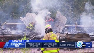 Saw mill fire in Cayuga County prompts multi-agency response