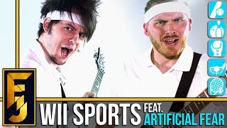 Video thumbnail of "Wii Sports Theme Metal Guitar Cover (feat. ArtificialFear) | FamilyJules"