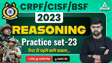 CRPF/CISF/BSF Classes 2023 | CRPF Tradesman Reasoning Previous Year Question | Practice Set-23