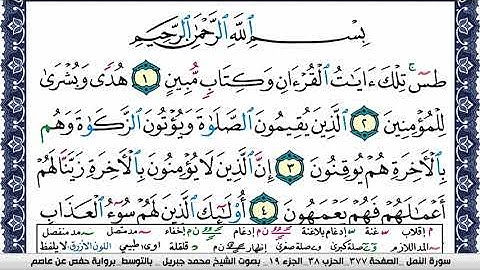 سورة النمل مكتوبة محمد جبريل Surah Al Naml Mohammd Jpreel برواية حفص عن عاصم