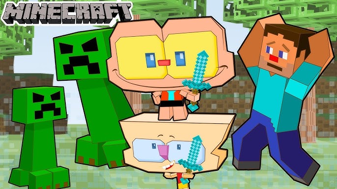 Mongo e Drongo conhecem Steve de Minecraft - desenho animado infantil 