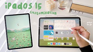 how to customize your iPad home screen in iPadOS 15 (new widgets + wallpaper) | aesthetic ipad pro 🦋 screenshot 3