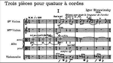 Igor Stravinsky - Three Pieces for String Quartet (1914/18) [Score-Video]