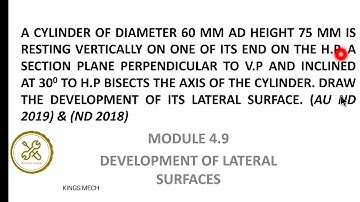 Development of cylinder bisecting the axis and inclined to HP in Tamil