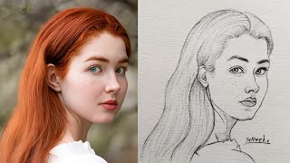How to Draw a Portrait of Girl Using the Loomis Method : step_by_step