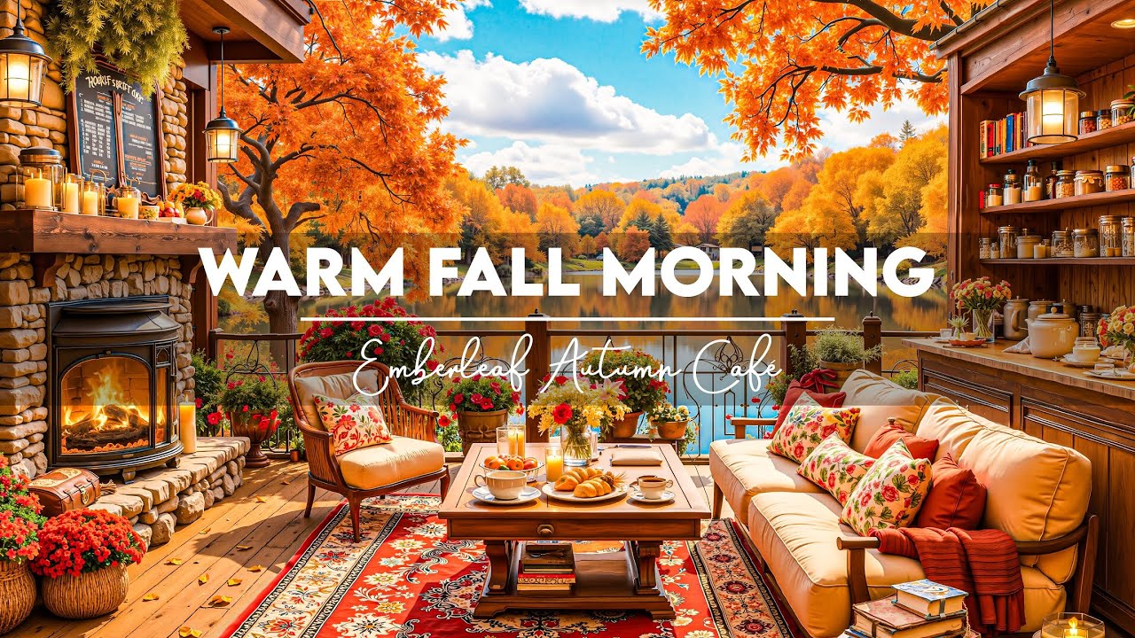 Gentle Autumn Morning 🍂 Relaxing Jazz Instrumental at Lakeside Cabin for Study & Calm