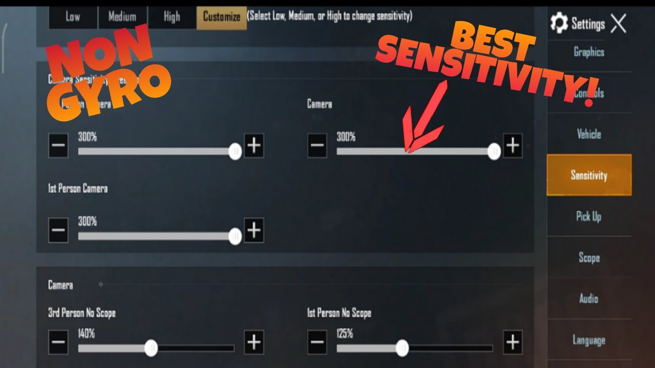 Best Sensitivity For Non Gyro Players Pubg Mobile Youtube