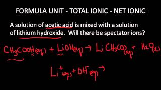 Formula unit and net ionic examples.