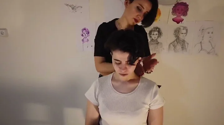 LADY BARBER GIVING RELAXING SERVICE AND MASSAGE TO...