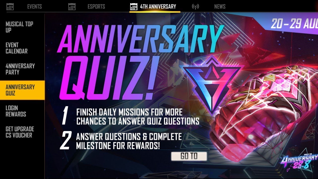Day 8 free fire anniversary quiz answer