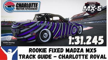 iRacing Rookie Fixed Mazda MX5 - Charlotte Roval - 1:31.245 - Track Guide Charlotte Road Course
