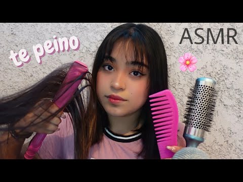 ASMR roleplay amiga cepilla, plancha y peina tu cabello 🌷
