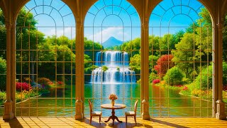 8 Hours of Relaxing Waterfall View 🌿 Calm Nature Through Glass | Deep Sleep, Study, Stress Relief screenshot 3