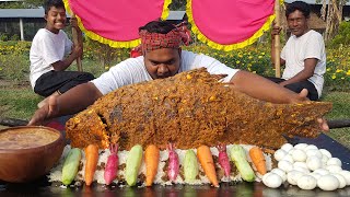 HE Eat ALONE 12 KG Rohu Fish with 12 Eggs, 3KG Rice & Yogurt - KING Style Giant Eating Show