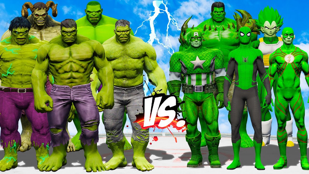 TEAM HULK VS TEAM SUPERHEROES GREEN - GTA V EPIC BATTLE - YouTube