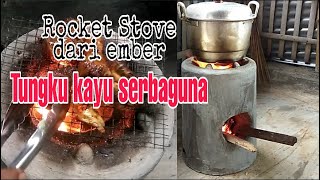 Membuat tungku kayu dari semen // how to make rocket stove from cement