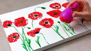 Pintar flores con globos facil | Pintura acrílica satisfactoria