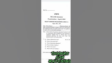 Bca 4th sem Object Oriented Programming using c++ question paper 2018-19 # MDU