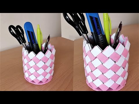 Kağıttan Masaüstü Kalemlik Yapımı / How to Make  Paper Pen Stand - Pen Holder