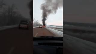 На трассе в Башкирии сгорел рейсовый автобус