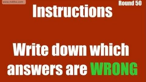 Round 50 - www.m4ths.com Challenge Higher GCSE B Grade Target Quiz - Non Calculator - Common Errors