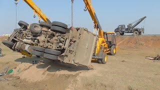 Road Accident | Bharat Benz Dump Accident 2 Escort Hydra Rescued Truck