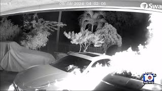 Video shows suspect lighting cars on fire outside Lauderhill home