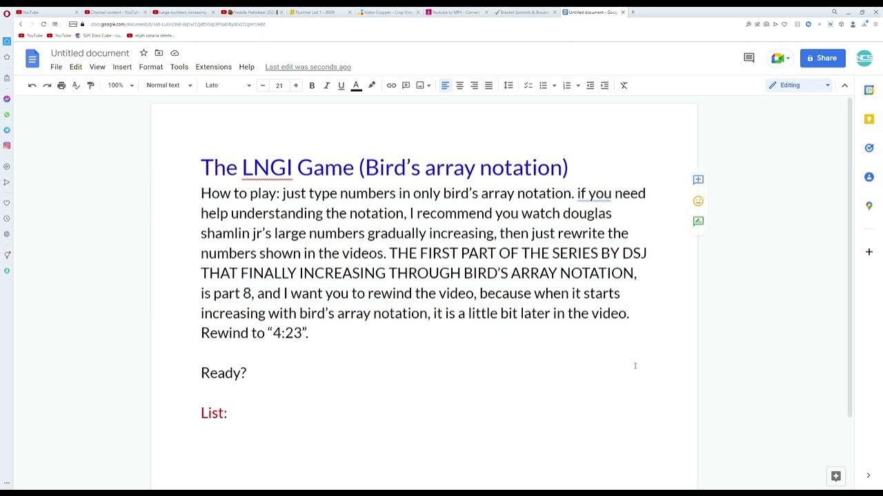  google docs game bird s array notation lngi game youtube