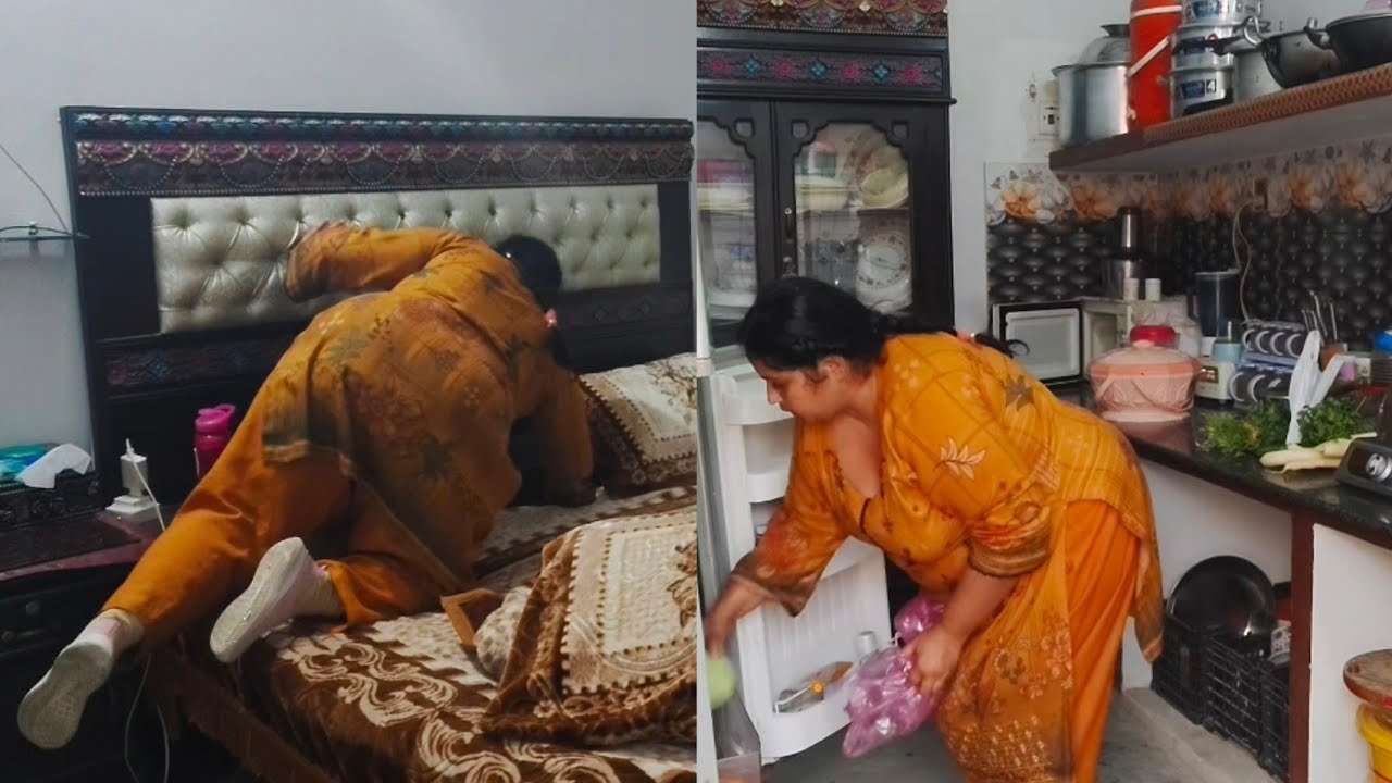 Bedroom cleaning| wishing vegetables fruits|AJ hm kis ko dondty rhy Sara din|village routine work 