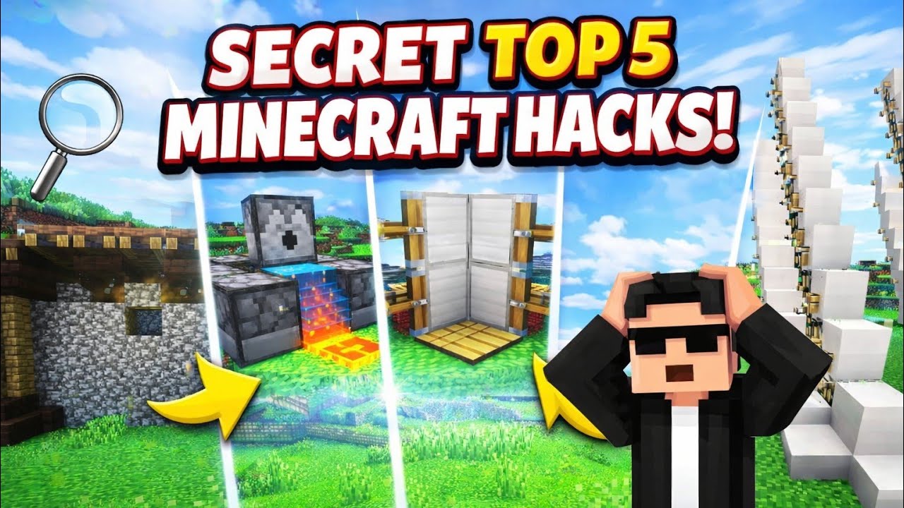 5 Insane Minecraft Redstone Hacks: Auto Wall, Slide Door & Lucky Bow!