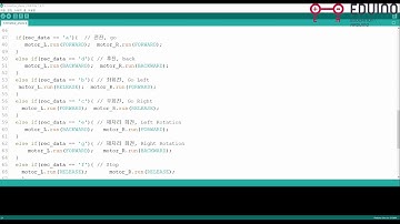 [에듀이노]2휠 스마트 RC카_Arduino_코드영상_블루투스원격제어