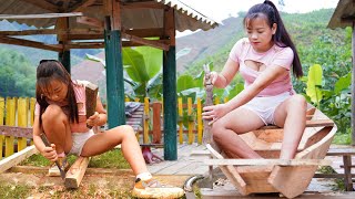 Genius Girl With Golden Hands Builds Fishing Boats on Large Lake - BUILD LOG CABIN 2024.